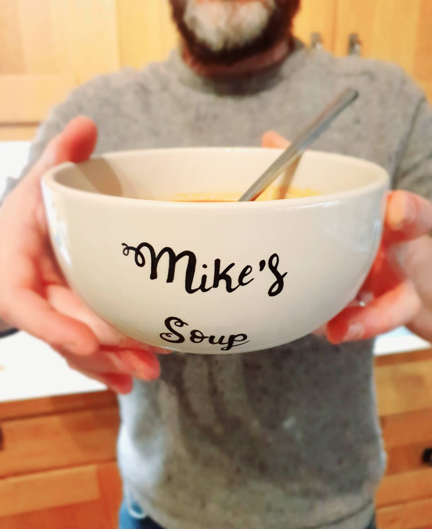 Soup Bowl Hand Painted Ceramic Bowl Personalised Soup Bowl Etsy