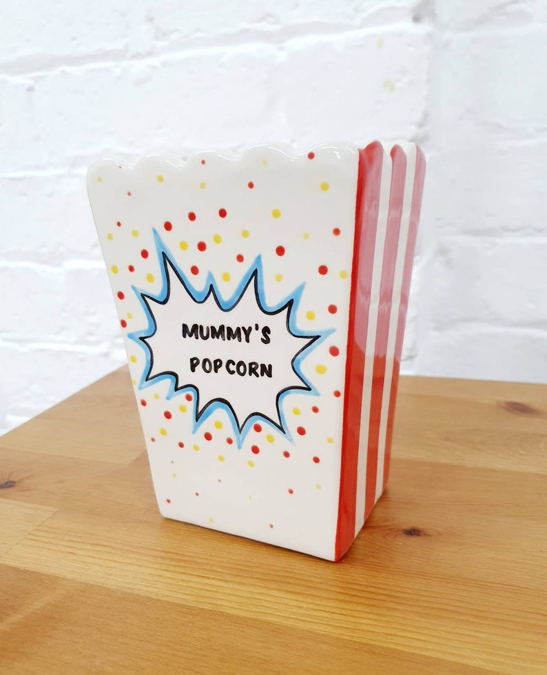 Personalised Ceramic Popcorn Holder Custom Popcorn Bowl Etsy UK