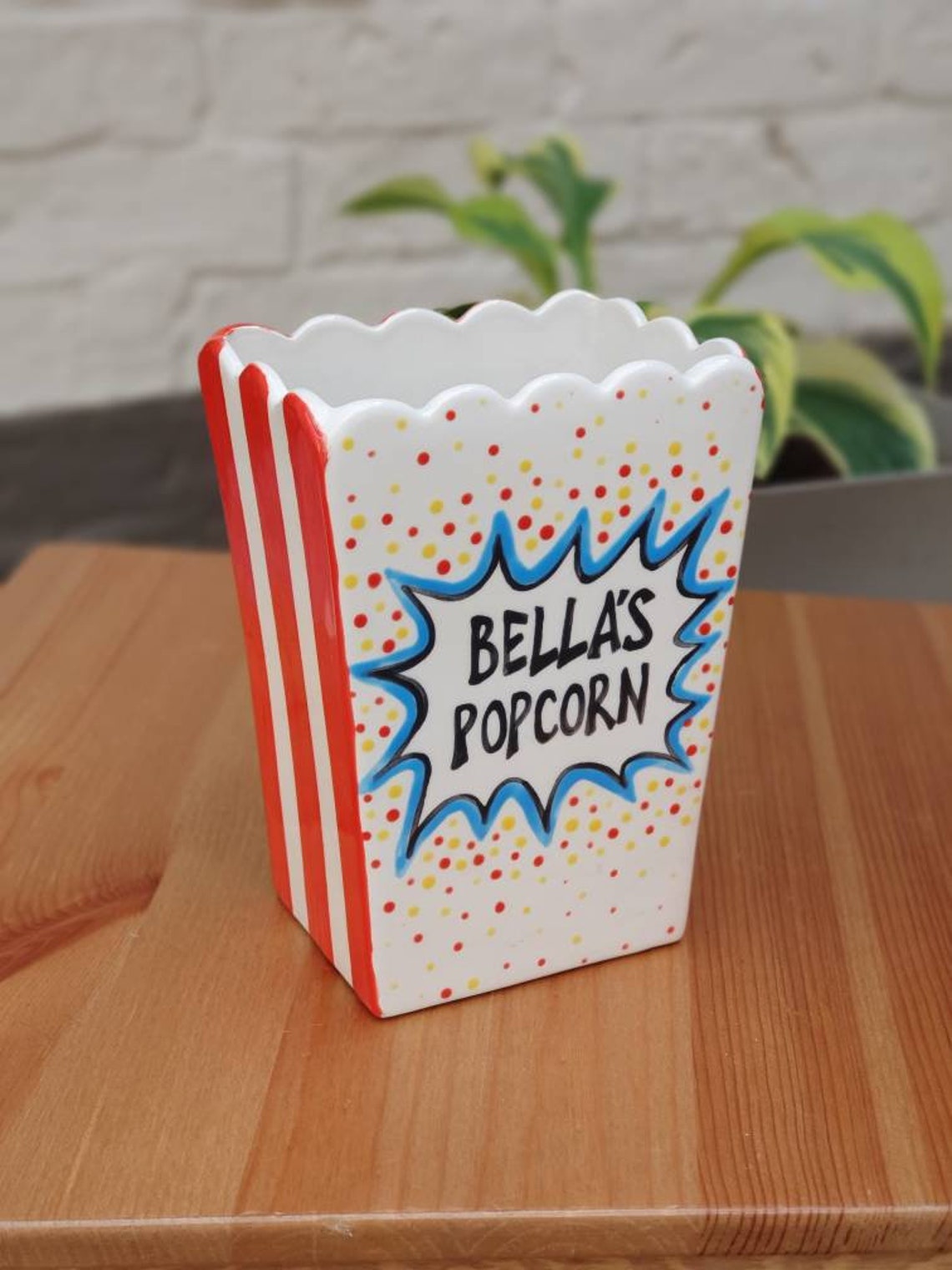Personalised Ceramic Popcorn Holder Custom Popcorn Bowl Etsy UK