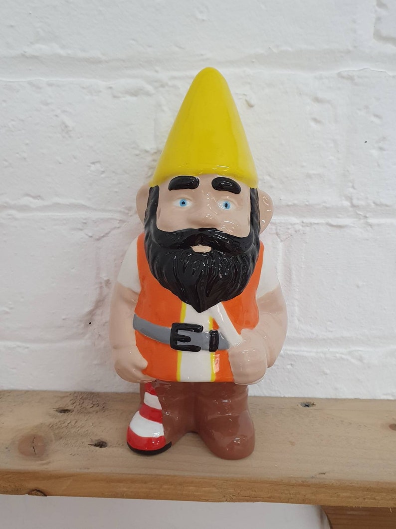 Personalised workman builder gnome garden gnome leaving  etsy