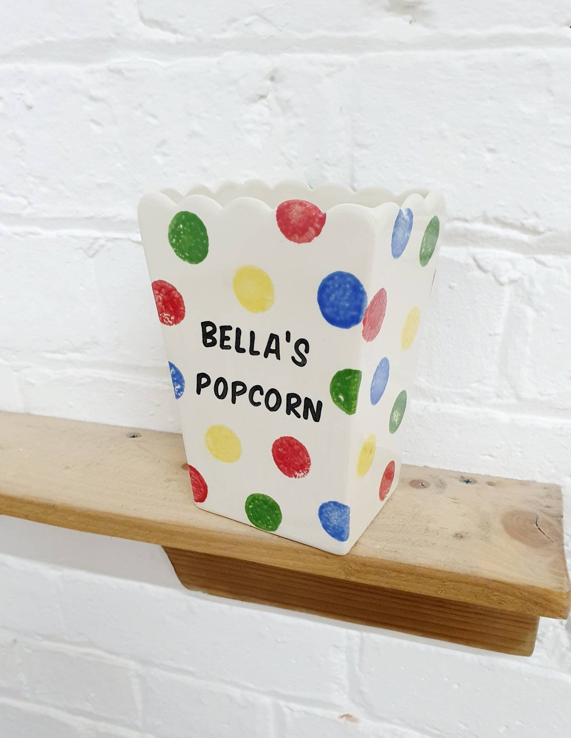 Personalised Ceramic Popcorn Holder Custom Popcorn Bowl Etsy