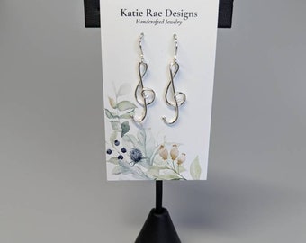 Small Treble Clef Earrings - 20 gauge Sterling Silver