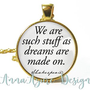 Book Necklace- Shakespeare Quote- Jewelry- We are such stuff as dreams are made on- The Tempest- Bookish Gift- English Teacher Gift