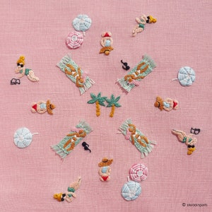 Pattern Broderie à la main DIY PDF Herunterladen: Les Baigneuses-Tutoriel débutant-Motif Broderie Moderne-DIY Hoop Art-Tshirt brodé main