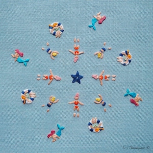 Patrón Broderie à la main DIY PDF Descargar: Les Baigneuses -Tutoriel débutant-Motif Broderie Moderne-DIY Hoop Art-Camiseta brodé main