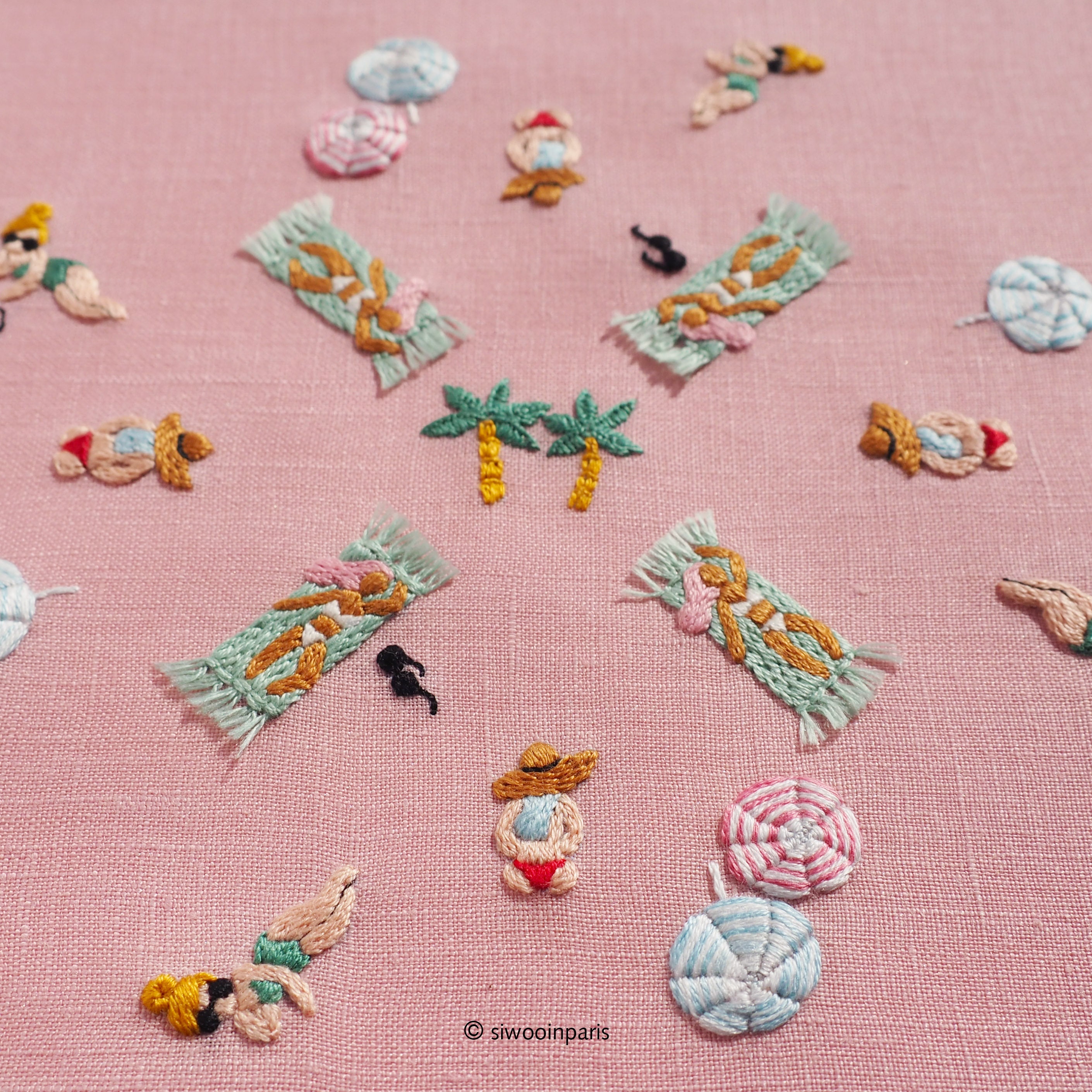 Hand Embroidery DIY PDF Digital Pattern: Pink Beach beginner | Etsy UK