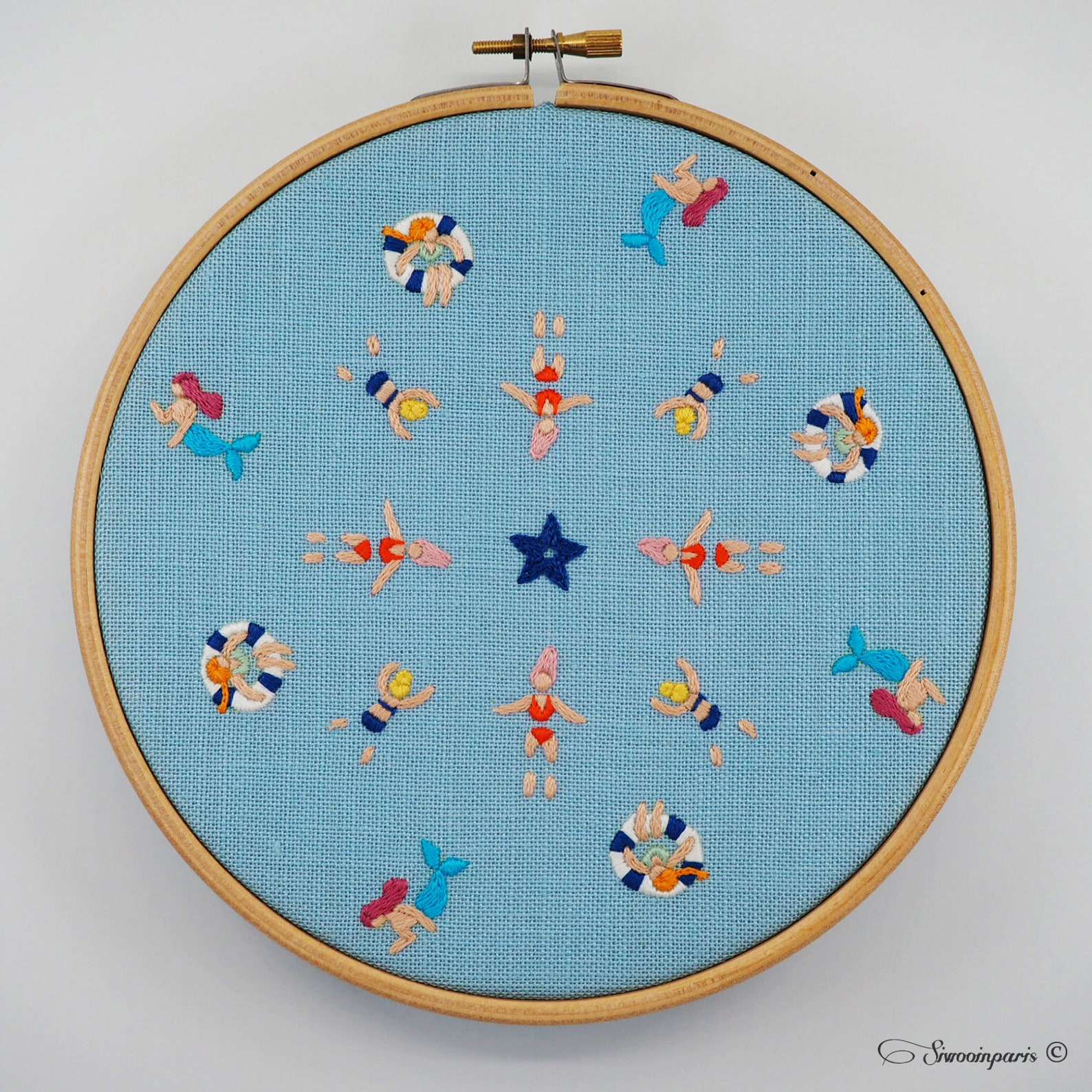 Hand Embroidery DIY PDF Digital Pattern the Bathers beginner Etsy