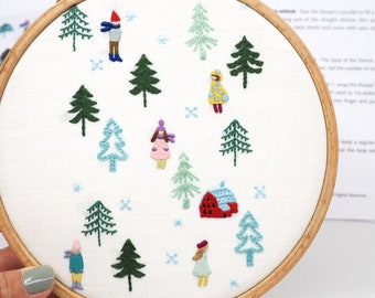Hand Embroidery DIY PDF Digital Pattern : Winter Wonderland - Beginner Tutorial - Modern Contemporary Embroidery Design - Embroidery tshirt