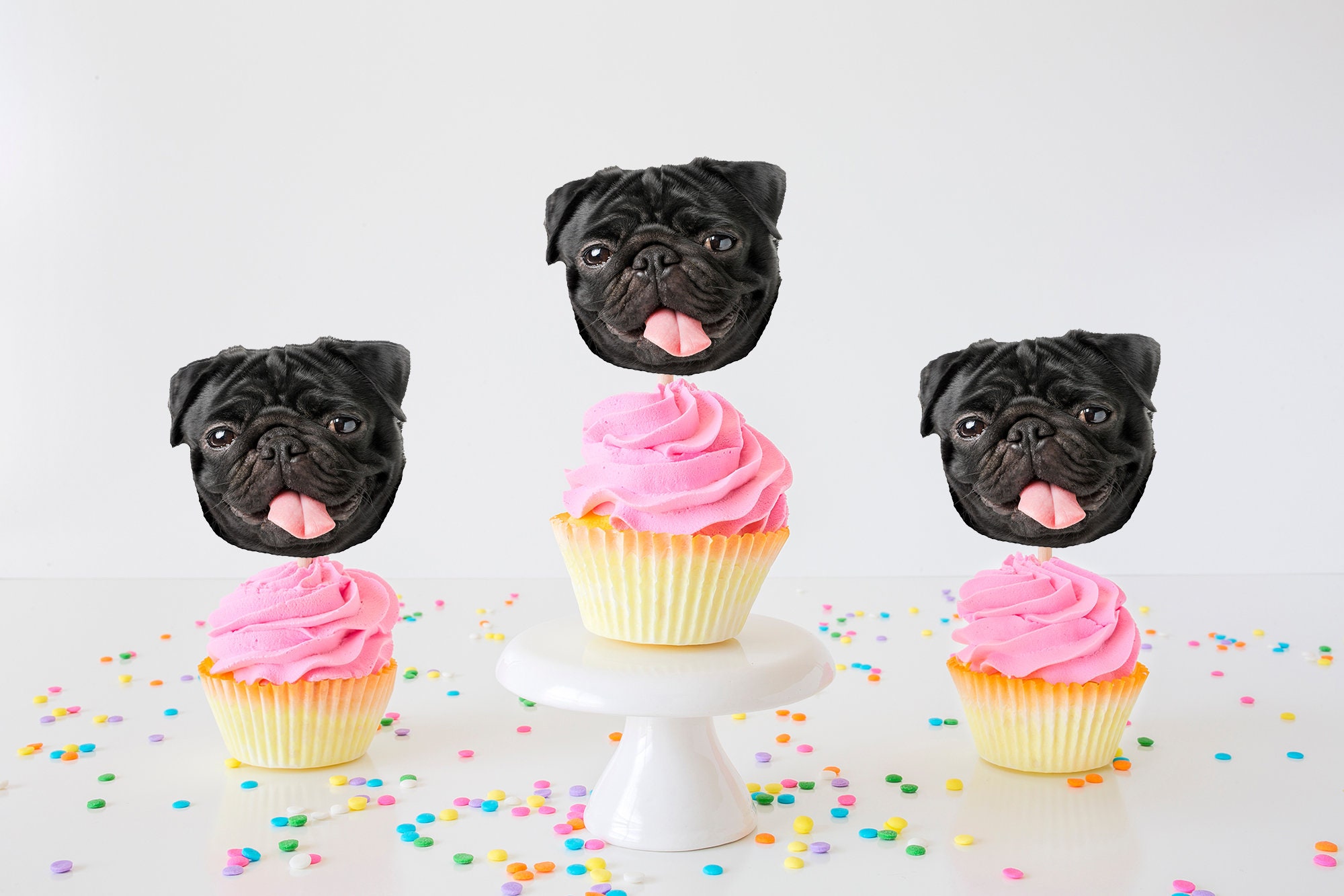 pug cupcake toppers