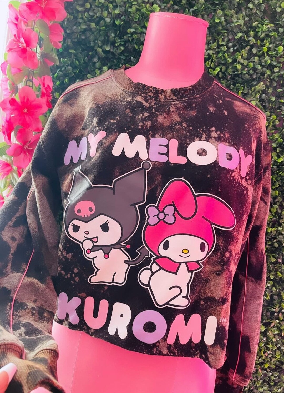 My Melody Kuromi Tie Dye Bleached Crop Top - Etsy