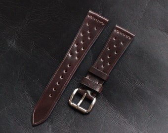 Color 8 Horween Shell Cordovan Watch Strap Full Stitching - Etsy