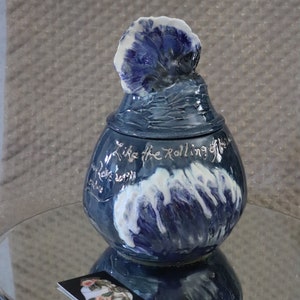 Custom Cremation Memorial Urn, Adult Urn, Love of the Ocean handmade cremation urn, Urn for ashes, Blue Cremation Urn