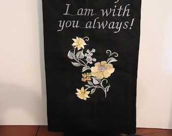 Embroidered linen inspirational hanging upscale decor