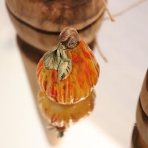 Hand Sculpted Miniature Porcelain Pumpkin: Fall Decor