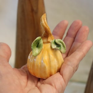 Hand Sculpted Miniature Porcelain Pumpkin: Fall Decor