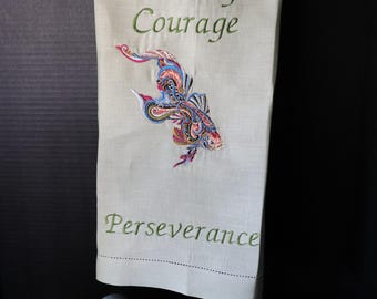 Embroidered Faith sayings, linen embroidered wall hangings