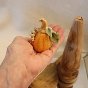 Hand Sculpted Miniature Porcelain Pumpkin: Fall Decor