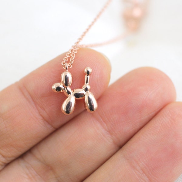 Balloon Dog Necklace,Dainty Rose Gold Poodle Necklace,Balloon Dog Necklace ,Bridesmaid Gift, Birthday Gift, Best Friend Gift-JU7