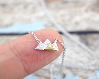 Silver Mountain Necklace, Dainty Mountain Pendant Necklace, Mountain Necklace, Birthday Gift,6026