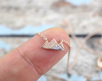 Rose Gold Mountain Necklace, Dainty Mountain Pendant Necklace, Mountain Necklace, Birthday Gift,6028