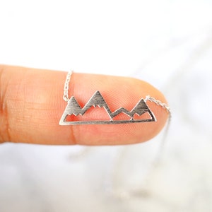Silver Mountain Necklace, Dainty Mountain Pendant Necklace, Snowy Mountain Top Necklace,Mountain Necklace, Birthday Gift