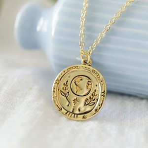 Aardeketting, wereldkaartketting, wereldbolketting, verjaardagscadeau, minimalistische ketting, Earth Coin-ketting