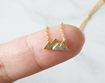 Gold Mountain Necklace, Dainty Mountain Pendant Necklace, Mountain Necklace,Birthday Gift, Tiny Mountain Necklace - 6027