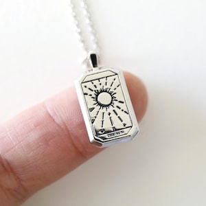 Sonne Halskette, Tarot-Karte Die Sonne Anhänger Halskette, Die Sonne Rechteck Anhänger Halskette