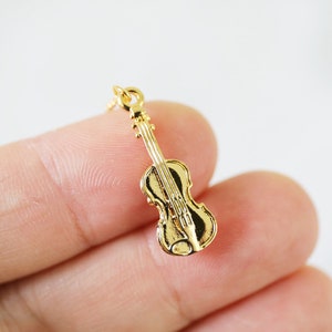 Violin Necklace, Gold Violin Pendant Necklace, Birthday Gift,Dainty Necklace, Graduation Gift JU9 image 7