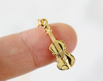 Violin Necklace, Gold Violin Pendant Necklace, Birthday Gift,Dainty Necklace, Graduation Gift - JU9