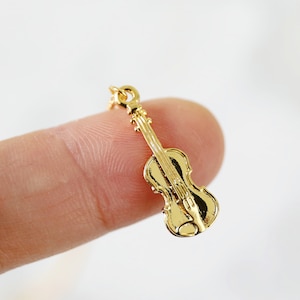 Violin Necklace, Gold Violin Pendant Necklace, Birthday Gift,Dainty Necklace, Graduation Gift JU9 image 1