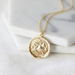 Gold Taurus Sign Coin Necklace, Zodiac Sign Jewelry,Celestial Jewelry, Constellation Necklace, May Birthday Gift,Bridesmaid Gift
