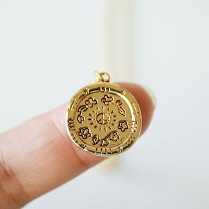 Peace Necklace, Gold Peace Coin Necklace, Peace Sign Pendant Necklace, Layered Necklace