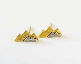 Gold Tiny Mountain Earrings,Dainty Mountain Earrings, Mountain Earrings,Gold Studs Earrings