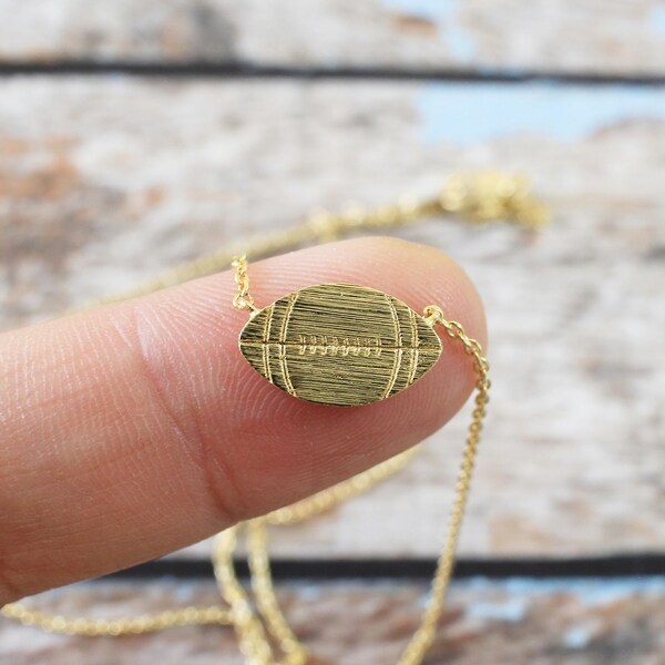 Gold Football Charm Necklace Etsy