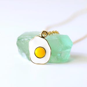 Dainty Fried Egg Necklace, Egg Necklace, Small Charm Necklace, Birthday Gift