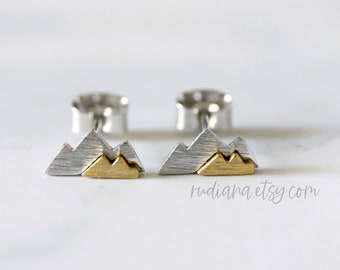 Silver Color Tiny Mountain Earrings,Dainty Mountain Earrings, Mountain Earrings, Mountain Studs Earrings