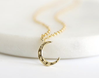 Gold Crescent Moon Necklace, Dainty Moon Necklace,Birthday Gift, Celestial Necklace,Layered Necklace, Minimalist Necklace