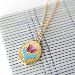 Tulip Necklace, Gold Tulip Charm Necklace,Birthday Gift, Mother's Day Gift, Flower Charm Necklace