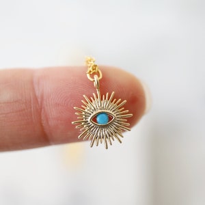 Evil Eye Necklace, Gold  Evil Eye with Turquoise  Stone Necklace, Eye Necklace, Minimalist Necklace