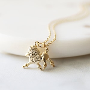 Dainty Gold Poodle Charm Necklace,  Gold French Poodle Necklace,Bridesmaid Gift, Birthday Gift, Best Friend Gift