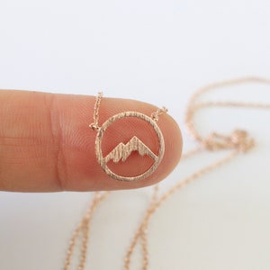 Rose Gold Mountain Necklace, Dainty Mountain Pendant Necklace, Snowy Mountain Top Necklace,Mountain Necklace, Birthday Gift