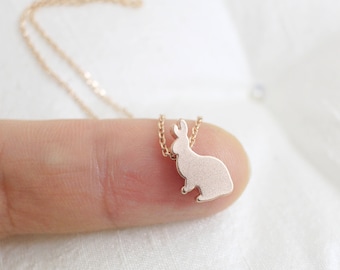 Tiny Rose Gold Lovely Rabbit Necklace, Dainty Necklace, Rabbit Necklace,Birthday Gift,Flower Girl Necklace-JU4