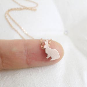 Tiny Rose Gold Lovely Rabbit Necklace, Dainty Necklace, Rabbit Necklace,Birthday Gift,Flower Girl Necklace-JU4 image 1