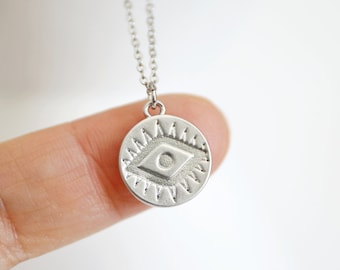 Evil Eye Charm Necklace: Dainty Pendant