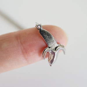 Dainty Banana Charm Necklace: Rhodium Plated Brass Chain