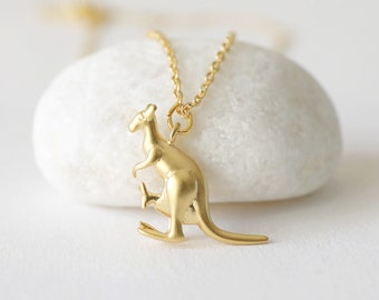 Gold Kangaroo Necklace, Kangaroo Necklace, Bridesmaid Gift,Birthday Gift, Cute Animal Necklace