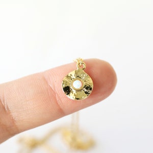 Gold Dainty Curved Round Opal Stone Pendant Necklace, Gold Opal Stone Necklace,Bridesmaid Gift,Birthday Gift, Mothers Day Gift