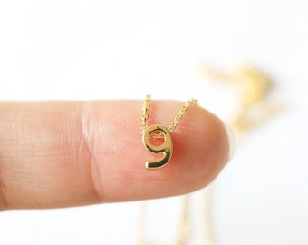 Gold Number Necklace, Personalized Number Necklace, Birthday Gift, Bridesmaid Gift,