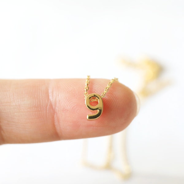 Gold Number Necklace, Personalized Number Necklace, Birthday Gift, Bridesmaid Gift,